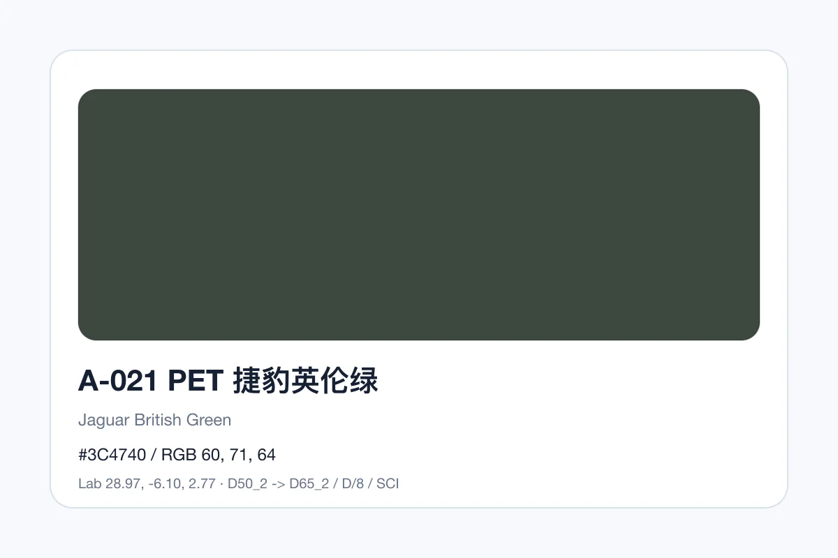 色卡 A 组色卡 A-021，色卡参考
